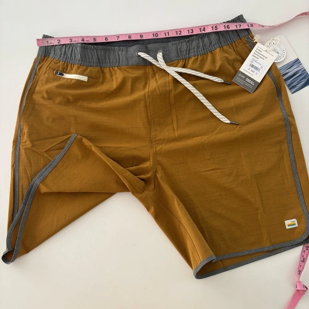 Vuori 7.5” Banks Short Unlined Men’s Size XXL Dark Golden Slub Stripe New
